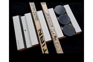 Clipboart Support mural pour 3 raquettes de hockey sur glace et 3 palets Le support peut être installé dans n'importe quel angle (360°)., Multiplex Blanc.
