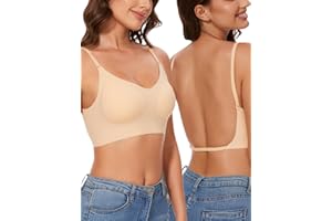 Kiiwah Soutien Gorge Dos Nu Invisible, Soutien Gorge sans Armature en Soie Glacée Douce, Soutien-Gorge à Bretelles Convertible Ajustable, Brassière Femme à Rembourrage Amovible
