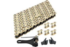 PowerMotor 428 Motorrad Hochleistungs-Antriebskette 104 Glieder Bausatz mit Kettentrenner Ersatz für 110ccmm 125ccmm 150ccmm 250ccmm Coleman TTR RFZ 4 Wheeler ATV Go Kart Dirt Pit Bike Gold