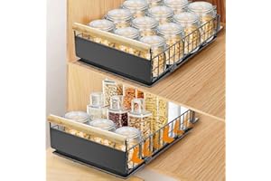 AirOpen Cassetto Estraibile Cucina，Cestelli Estraibili per Cucina in Acciaio al Carbonio di alta Qualità, Cassetto Telescopico ultra Silenzioso, 40 cm x 23 cm x 11 cm Bianco,Set di 2 pezzi