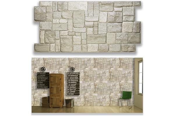 Grace Baltic - Panneaux muraux 3D pour décoration murale intérieure, non adhésifs, fins et élastiques, en PVC (10, Calcaire Clair)
