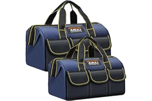 AIRAJ 2 Pezzi Borse Per Attrezzi, 14“ e 16” Tool Bag Organiser con 5 Tasche, Borsa Multifunzionale Per La Conservazione di Vari Attrezzi, Elettricista Falegname Meccanico