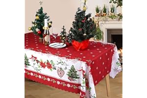 TSLBW Navidad Mantele Mantel de Navidad Manteles Navideños Rectangular Cubierta de Lesa Lavable Resistente a las Manchas para Navidad Decraión de año Nuevo Fiesta de Navidad Decoración del Hogar (Estilo A)