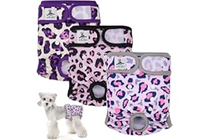 UFO PET Wiederverwendbare Hunde Windeln Weiblich, Läufigkeitshose für Hündinnen M (3 Stück), Hochsaugfähige Hundewindeln für Hündinnen mit Starkem und Flexiblem Verschluss - Leopardenmuster