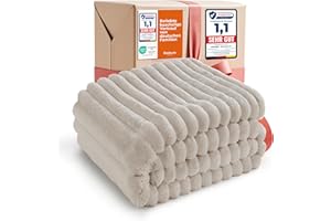 ‎BEDSURE BEDSURE Kuscheldecke Flauschig - Wolldecke & Fleecedecke, Sofadecke, Weiche Warme Grobe Korddecke für Zimmer Deko, Wohn- & Kuscheldecken, Tagesdecke, Beige, 150 x 200 cm