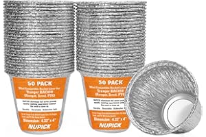 NUPICK 50 Stück Mini-Fett-Eimer-Auskleidung für Traeger Ranger, Scout, PTG, Grillabtropfschale für Traeger BAC459, 10,9 x 10,2 cm