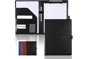 FASOOD Teczka Konferencyjna A4 Z Zamknięciem Magnetycznym - Podkładka A4 Z Pokrywką - Aktówka Ze Skóry PU, Zaciskowa, Z Przegródkami Na Dokumenty, Uchwyt Na Długopisy