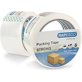 RAPESCO 1697 Cinta de Embalar Resistente, 50 mm x 60 m, Transparente, Paquete de 2 | Resistente