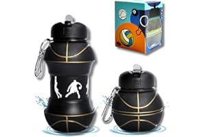 CODiLLO Borraccia, Borraccia Bambini, Borraccia ragazzi, Borraccia pieghevole, Borraccia silicone, Borraccia senza BPA, Borraccia bambino, Idea regalo (550 ML, Basket Nera)