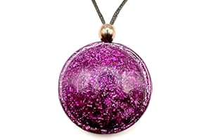 BEREMUN Orgonita colgante MEDALLÓN (6 colores), potente colgante de Orgonite auténtico, collar protector, colgante de Orgón, piedra orgonita, artesanal y auténtica, colgante para mujer y hombre (Violeta)