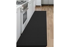 Color&Geometry 44x200 cm Alfombrilla Cocina Lavable Antideslizante, Alfombra vinilica Cocina, antifatiga, Antideslizante, Alfombra de Cocina Acolchada con Espuma para Estar de pie, cómoda, Negro