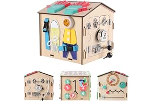 BommJokker Busy Board Montessori toys for Toddlers Wooden Educational Toy Busy House Magnetic Color and Number cognition teaching