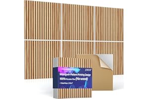 JBER 6Pack Acoustic Panels Self-Adhesive, Sound Proofing Panels for Walls, Decorative High Density Fibreboard Wall Panels, Sound Absorbing Panels for Recording Studio, 60×60×1cm, Rustic Oak Color