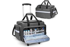 Damero Medical Bag with Detachable Trolley, Rolling Medical Bag on Wheels, Large First Aid Kit Empty with Removable Dividers for Home Health Nurses, Doctors, EMT, EMS, Gray