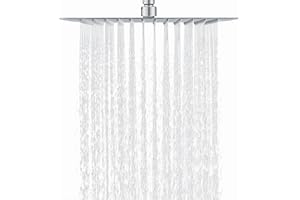 DETBOM Rociador Ducha Cuadrada 25x25cm/10 Pulgadas, Acero Inoxidable 304, Alcachofa Ducha Antical con 121 Boquillas de Silicona, Cabezal Ducha de Lluvia, Rotación de 360°, Cromo