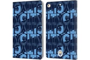 Head Case Designs Officially Licensed Manchester City Man City FC City Dark Blue Patterns Leather Book Wallet Case Cover Compatible With Apple iPad 9.7 2017 / iPad 9.7 2018