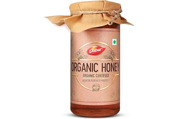 Dabur Organic Honey - 500g 100% Pure and Natural NPOP Organic Certified Raw, Unprocessed & Unpasteurized Honey No Sugar Adulteration