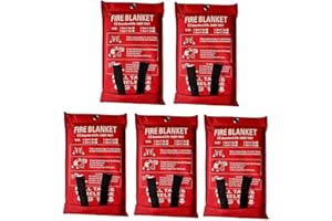 Toneeko Manta de Emergencia para Incendios de Supervivencia, protección ignífuga y Aislamiento térmico diseñado para Cocina, Chimenea, Parrilla, Coche, Camping, Blanco (5 Unidades)