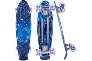Caroma Completo Skateboard para Principiantes, Mini patineta de 22" con rodamientos ABEC-7 Tabla de Skateboard para Niñas Niños Adolescentes Adultos
