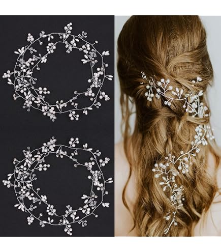 Fascia Per Capelli Con Perline Kercisbeauty, Accessorio Da Sposa In Argento, Fatto A Mano, Per Matrimoni E Feste