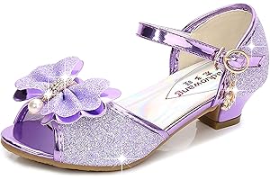 New front Zapatos de tacón Alto Bailarinas de niña Bailarinas de niña Fiesta con Lentejuelas Zapatos de Boda Princesa Elegante Bailarina Plana Sandalia de un Solo niño Crystal Bling