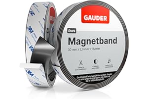 GAUDER Magnetband stark selbstklebend mit 3M Kleber | Magnetstreifen selbstklebend | starkes Magnetklebeband (1 m)