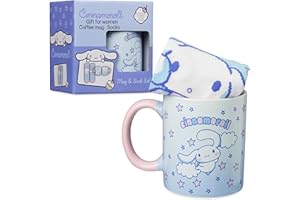 Get Trend Hello Kitty Sanrio Mug et Chaussettes Coffret Cadeau Femme et Ado, Tasse Céramique 340ml, Chaussettes Colorées Kuromi Cinnamoroll (Bleu Cinnamoroll)