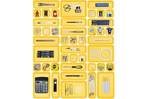 haobin 42 Pack Interlocking Desk Drawer Organizers,Tool Box Organizer and Storage,Hardware Organizer for Tool Drawer,Desk Drawer Tray Organizer for Kitchen Bathroom Makeup Office