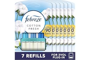 Febreze 3 Volution Air Freshener Plug In Refill 20 ML Cotton Fresh, 3 Alternating Scents To Clean Away Odours 7 x 20 ml