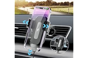 SURPN Kabelloses Autoladegerät, 15 W Qi-Aufladung, Automatische Klemmung, Autoladegerät, Telefonhalterung, Lüftungsschlitz-Telefonhalterung für iPhone 14/13/12, Samsung Galaxy S22/S21/S20/Z Flip, Usw