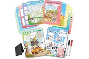 Elfew 2 Pack Reusable Activity Travel Game for Kids Ages 4-8,Travel Games for Kids 3-5,Include 56 Different Game,1-2 Players,Toy & Learning Tool for Road Trip Airplane Activity