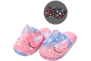 WAFUNNE Unicorn Slippers for Kids Glow in the Dark Girls Boys Luminous Indoor Slip-On Shoes