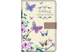 PRECIOUS LONDON Libro de direcciones telefónicas y de cumpleaños, índice A-Z, bonita cubierta de tela estilo vintage, tamaño A5, cubierta acolchada suave, libro de direcciones y cumpleaños con cierre magnético,