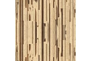 LZH-LP Carta da parati autoadesiva, 44x300CM 3D, blocco di legno per splicing e incollaggio, carta da contatto, ombra 3D, pellicola decorativa rimovibile per mobili di armadi