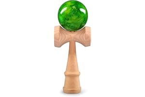 GANZOO Kendama in vero legno di faggio, Model 'Green Flash', gioco di abilità