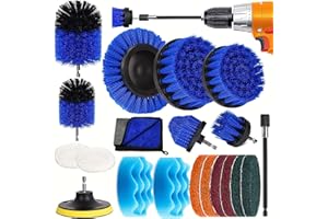 MOOING 20Piezas Cepillo Taladro, Cepillo de Limpieza Electrico, Cepillo Taladro Limpieza Kit, Multifuncional Cepillos Taladro Suave para, Baño, Alfombras, Suelos, Azulejos, Cocina, Llantas, Coche
