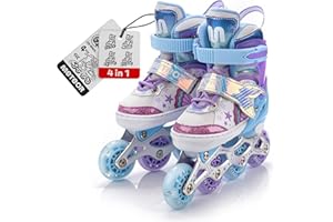 METEOR Inline Skates 4in1 Children's Kids Inliners Roller Skates Rollers Quad Skates Carbon Children's Inline Skates Adjustable Shoe Big Wheels