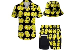 Wdpsuxin Mens 2 Piece Tracksuit Hawaiian Button Down Shirt And Compression Liner Shorts Sets With Bucket Hats