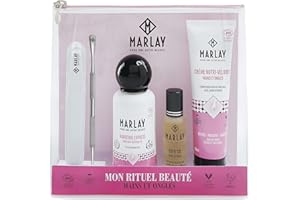 Marlay Cosmetics - Trousse Mon Rituel Beauté - Coffret Cadeau Femme - Crème Mains, Lotion Ongles & Huile Cuticules - Soin Manucure - Kit Beauté Idée Cadeau - Fabriqué en France