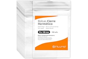 Bolsas con Cierre Hermético de Plástico Transparentes Ideales para Congelar Alimentos, Guarda Documentos, Bolsas Reutilizables y de Conservación - Ofituria (100 Bolsas, 70 x 100 mm)
