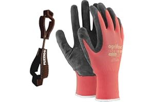 ‎FUZZIO 24 Paar Ogrifox Latex-besichtet Arbeitshandschuhe mit FUZZIO Handschuh-Klammern (XL-10, Schwarz)