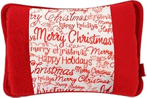 NARCISO Borsa Acqua Calda Elettrica per Ciclo, Mani, Schiena, Riscaldante, Scaldino Elettrico da Letto Scaldaletto Portatile, Boule Acqua Calda Elettrica, Sicura (Merry Christmas)