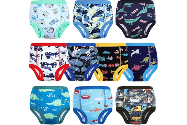 MOEMOE BABY Culotte Apprentissage Propreté Garcon,Culotte d'apprentissage Enfant,Slip Apprentissage propreté Garcon Lavable,10 Paquets,Bleu,3 Ans