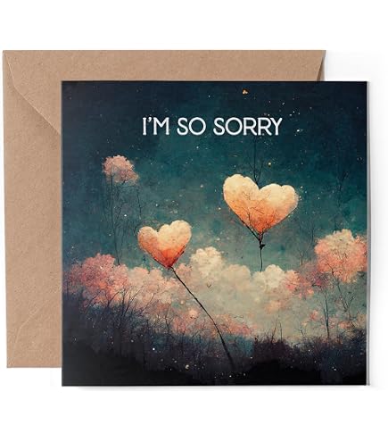 Entschuldigungskarte Mit Goldfolie – Blumen-Design, Für Beileid, Gute Besserung Oder Liebe Gedanken, 15x15 Cm