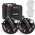Avhrit 8-Inch Heavy-Duty Glass Suction Cups with Pressure Gauge (485 lbs/220 kg) Load Capacity. Powerful Industrial Glass Lifter for Replacing Auto Windshields, Tiles, Granite, and Floors (Two Cups)