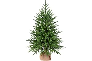 eveXmas Sztuczna choinka, 95 cm, klasyczna zieleń, 143 gałązki w 100% z polietylenu, w zestawie stojak z płótna workowego