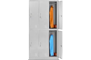 Szafa Ubraniowa JAN NOWAK 3B2A Szafka Socjalna BHP Metalowa do Szatni 6 Przegródek Blacha Stalowa Malowana proszkowo 185 cm x 90 cm x 45 cm (Szara)