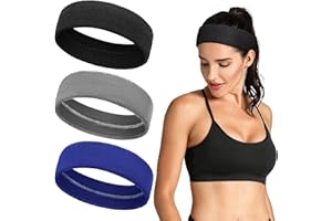 Tumurup Fascia Capelli Sport, Elastico Fascetta Capelli Uomo Donna fascia Tergisudore Antiscivolo Fascia Sudore Testa Uomo Adatto per La Tennis Yoga Corsa 3 Pcs