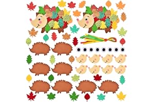 QIURUYUE 8 Stück Igel Bastelsets für Kinder Herbst Kreativsets zum Basteln Kreative Kunsthandwerk Bastelhandwerk mit Moosgummi Schablonen Ahornblatt (Multicolor)