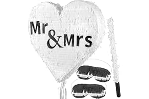 WeddingTree Pignatta Festa Cuore da Riempire - Gioco Divertente per Festa di Fidanzamento o di Nozze - Con Bastone Pignatta e Maschera